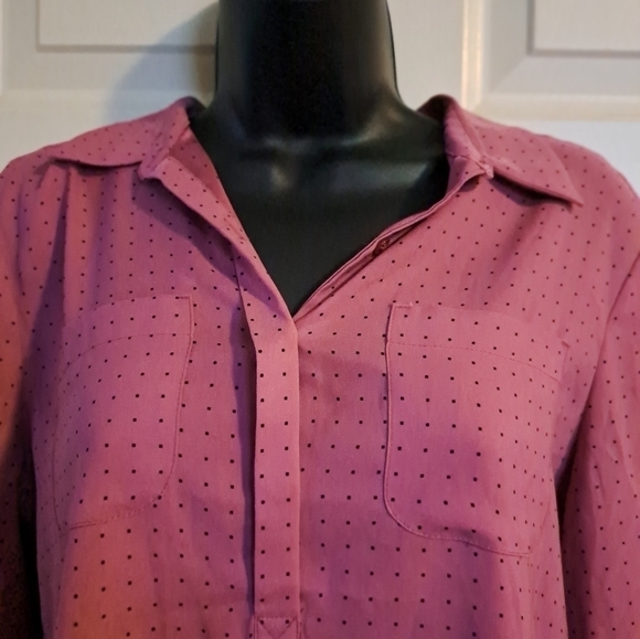 Loft polka Dot Blouse half button size MP - Picture 2 of 10